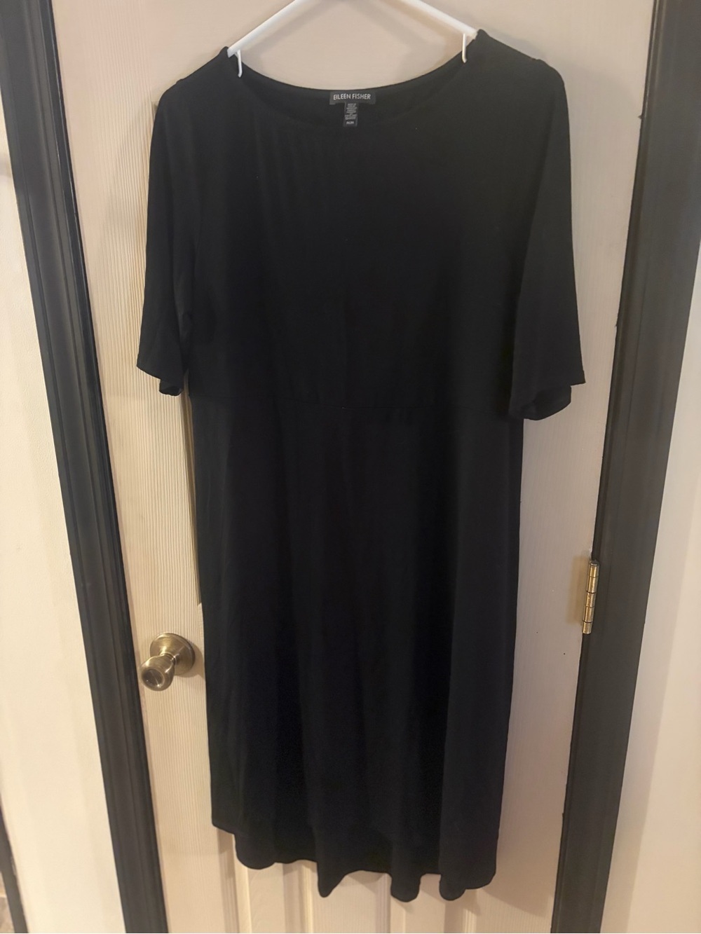 Eileen Fisher Black Midi Stretch Jersey Dress size Medium
